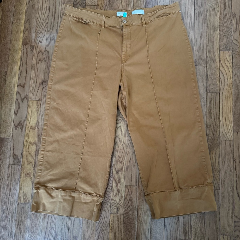 Anthropologie Mustard Wide-Leg Cropped Pants - Picture 4 of 14